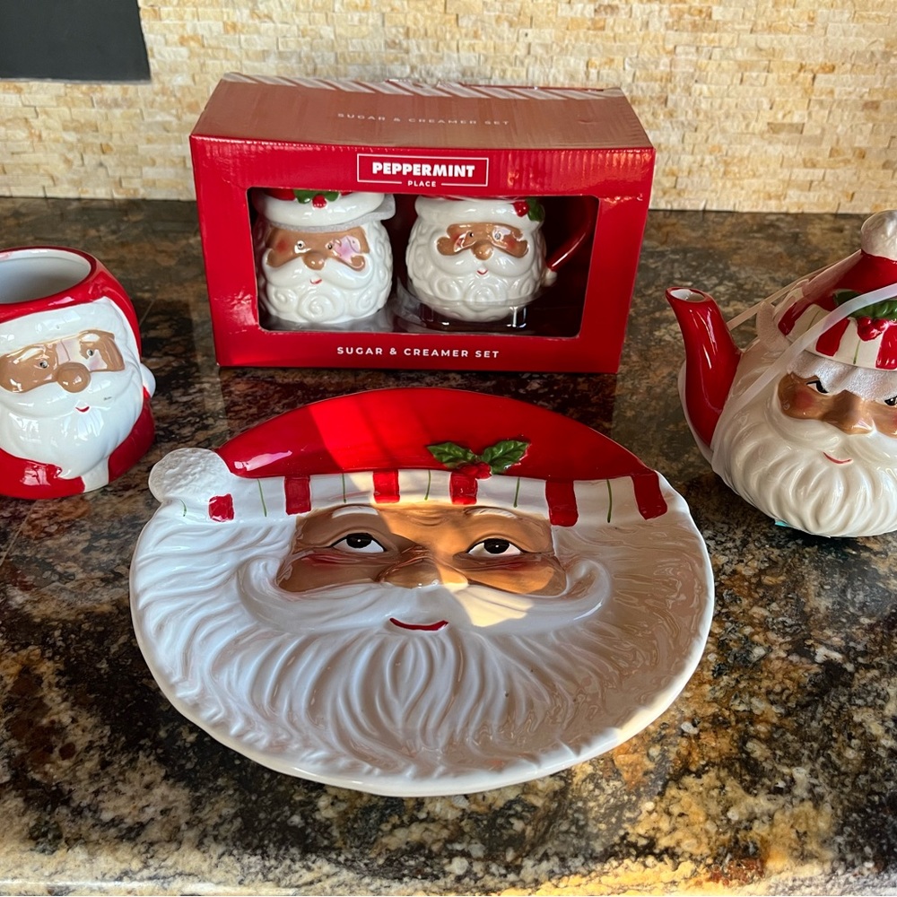 Peppermint Red and White Santa Holiday Set